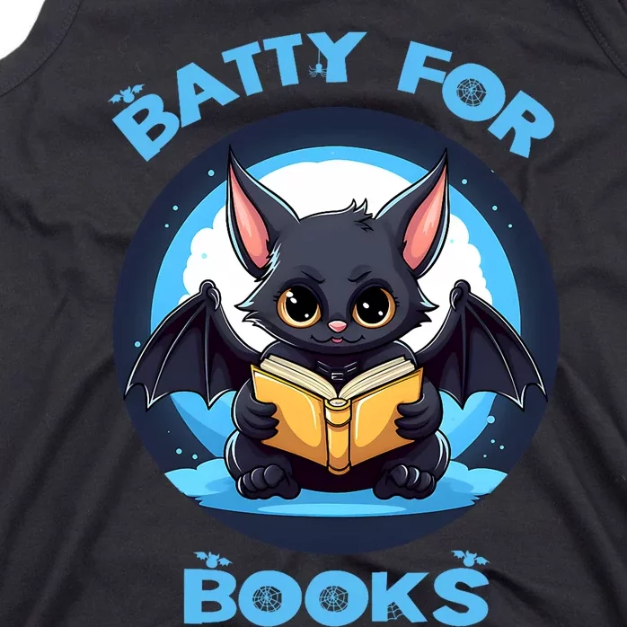 Batty About Books Lover Teacher Librarian Bookish Halloween Tank Top