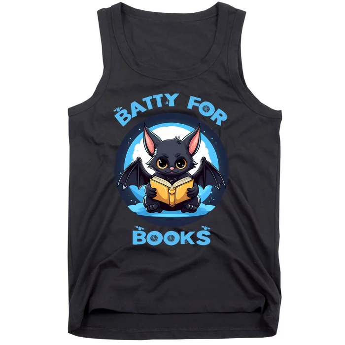 Batty About Books Lover Teacher Librarian Bookish Halloween Tank Top