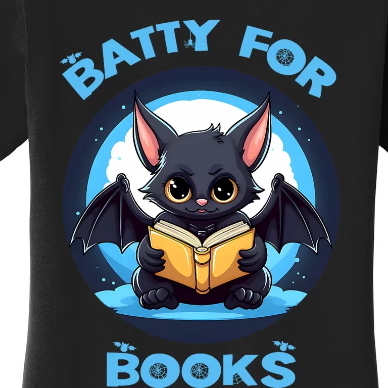 Batty About Books Lover Teacher Librarian Bookish Halloween Women's T-Shirt