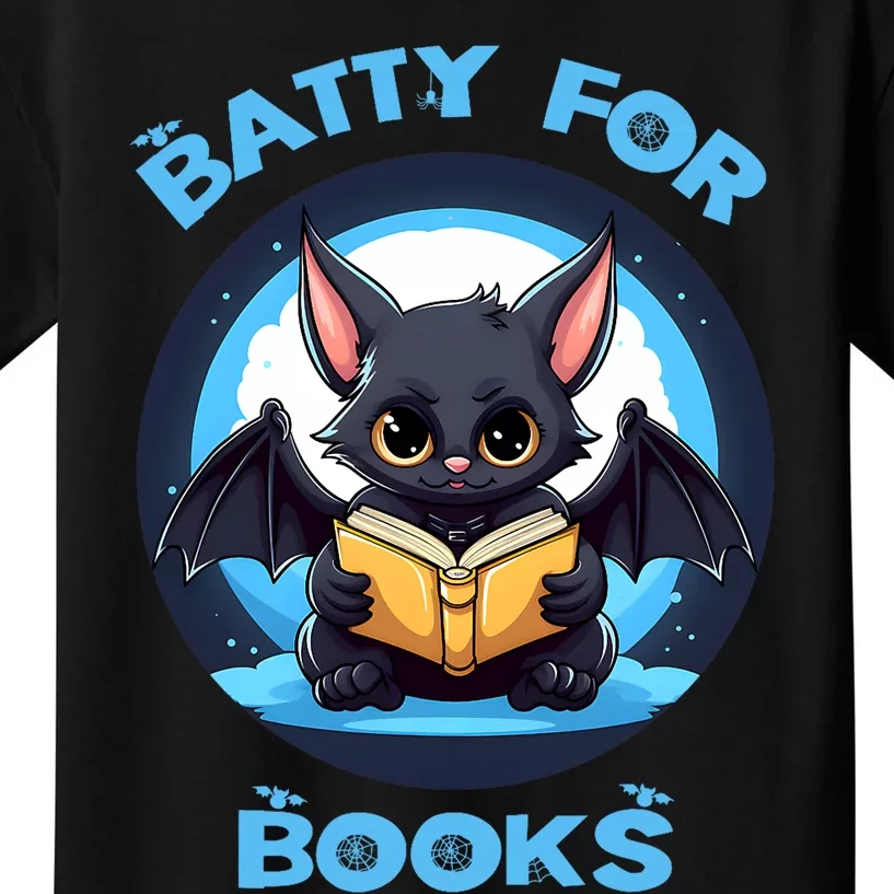 Batty About Books Lover Teacher Librarian Bookish Halloween Kids T-Shirt