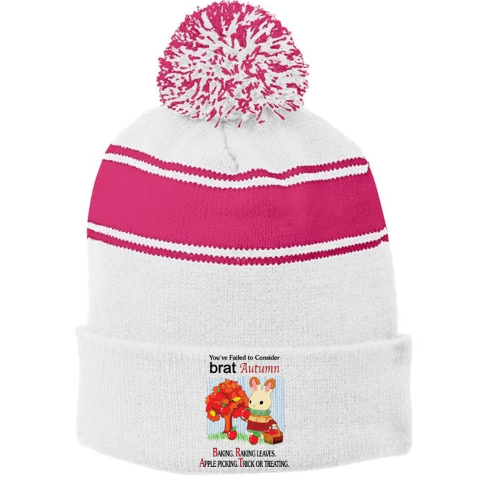 Brat Autumn Stripe Pom Pom Beanie