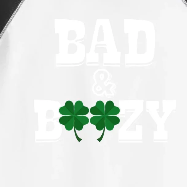 Bad And Boozy Funny Saying Shamrock St Patrick's Day Gift Toddler Fine Jersey T-Shirt