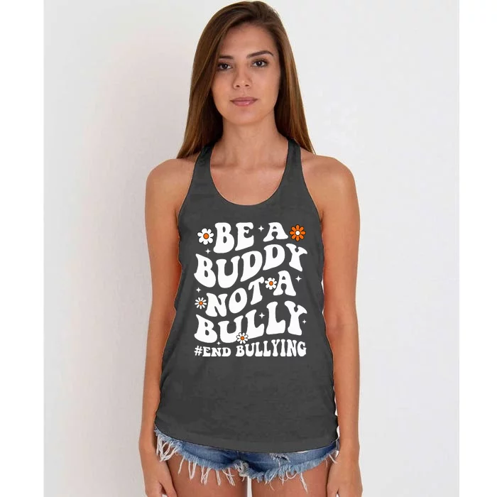 Be A Buddy Not A Bully Unity Day Orange Anti Bullying Women's Knotted Racerback Tank