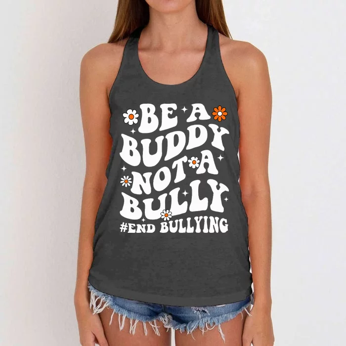 Be A Buddy Not A Bully Unity Day Orange Anti Bullying Women's Knotted Racerback Tank