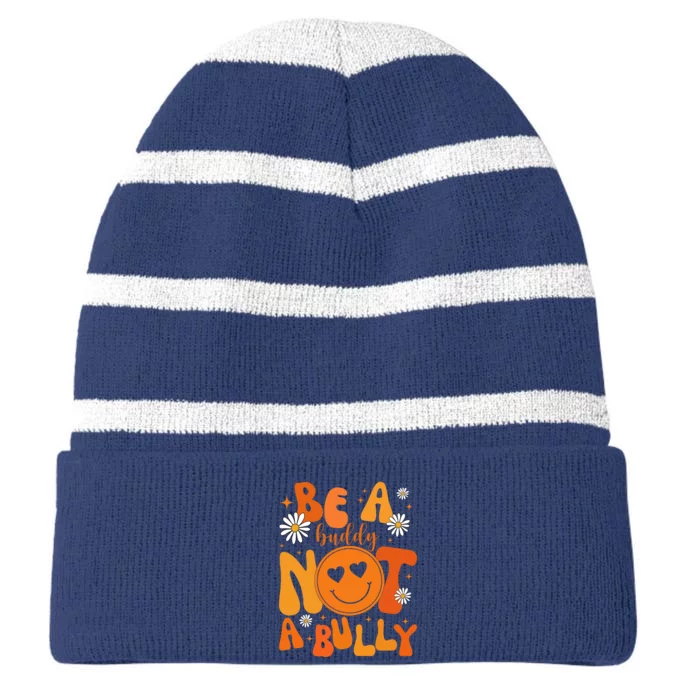 Be A Buddy Not A Bully Unity Day Anti Bullying Striped Beanie with Solid Band