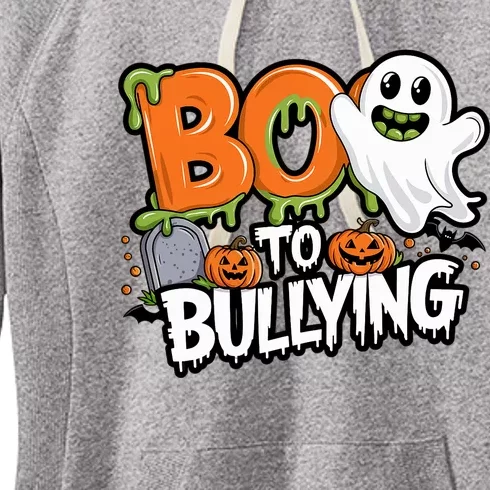 Boo Anti Bullying Funny Halloween Orange Unity Day Women's Fleece Hoodie