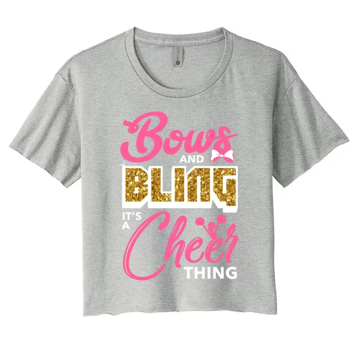 Bows And Bling It's A Cheer Thing Cheerleading Cheerleader Funny Gift Women's Crop Top Tee