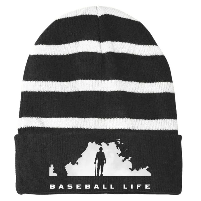 Baseball Apparel Baseball Striped Beanie with Solid Band