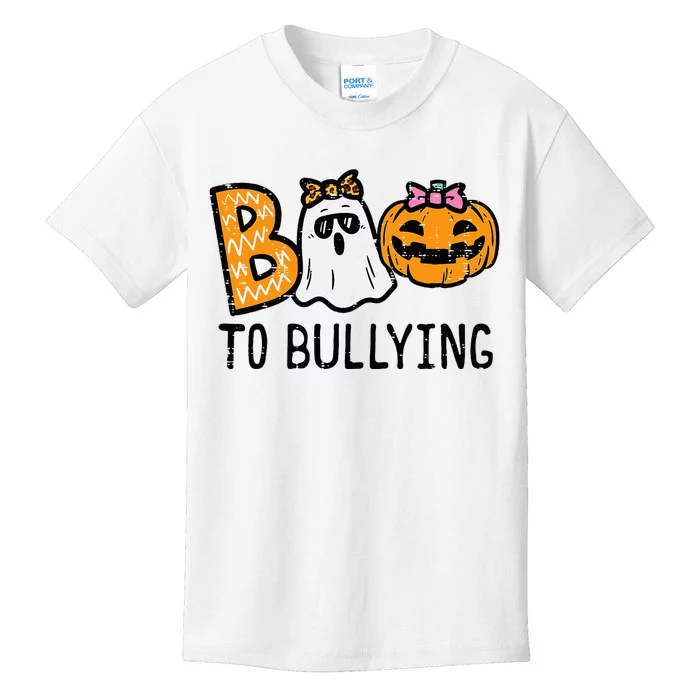 Boo Anti Bullying Funny Halloween Orange Unity Day Kids T-Shirt