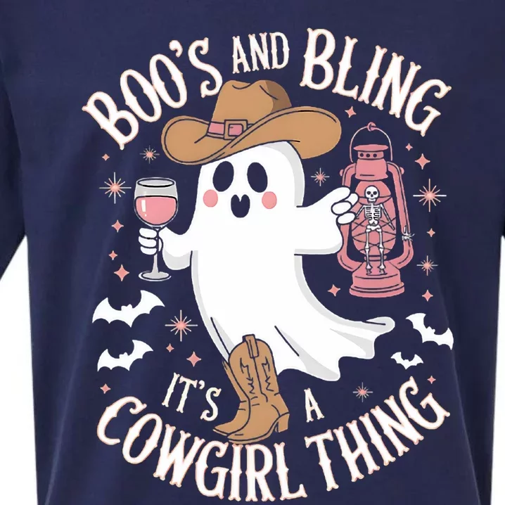 BooS And Bling Its A Cowgirl Thing Halloween Ghost Sueded Cloud Jersey T-Shirt