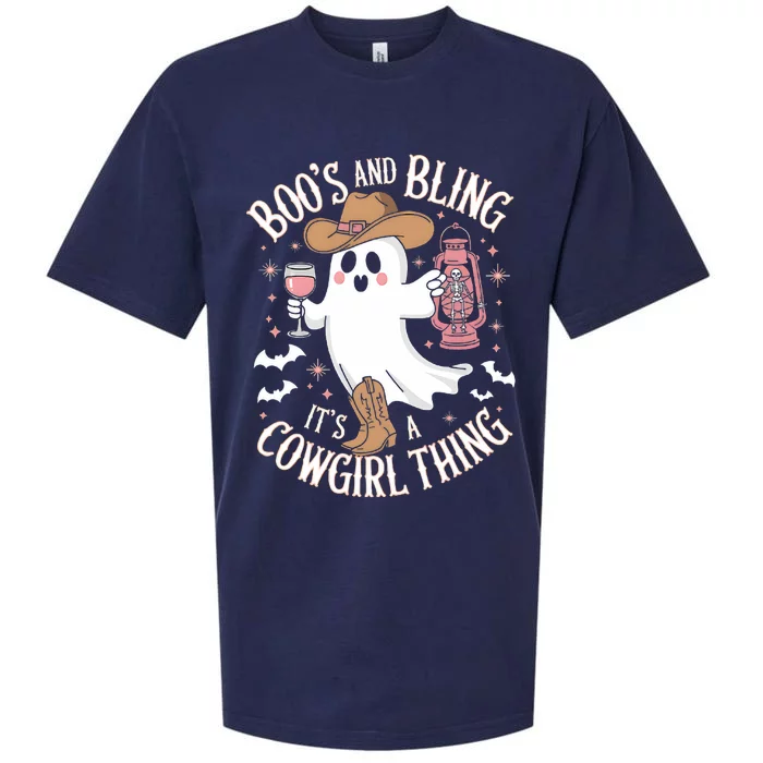 BooS And Bling Its A Cowgirl Thing Halloween Ghost Sueded Cloud Jersey T-Shirt