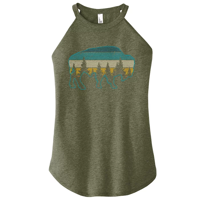 Bison American Buffalo Vintage National Park Souvenir Gift Women’s Perfect Tri Rocker Tank