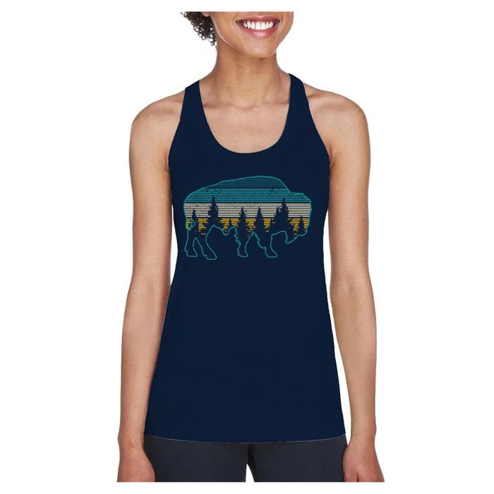 Bison American Buffalo Vintage National Park Souvenir Gift Women's Racerback Tank