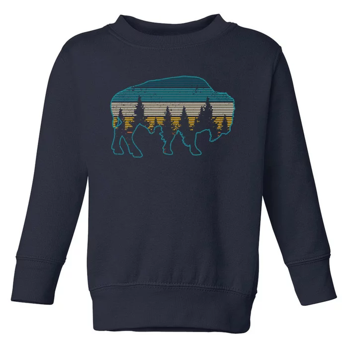 Bison American Buffalo Vintage National Park Souvenir Gift Toddler Sweatshirt