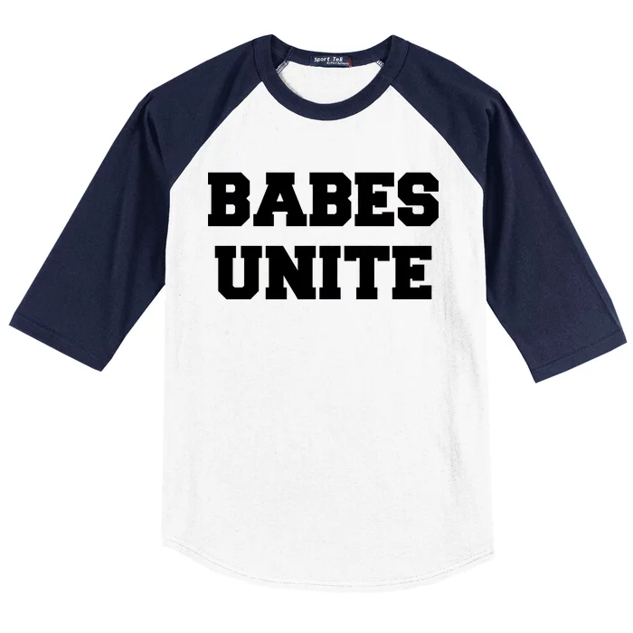 Babes Unite Womens Rights Feminist Baseball Sleeve Shirt