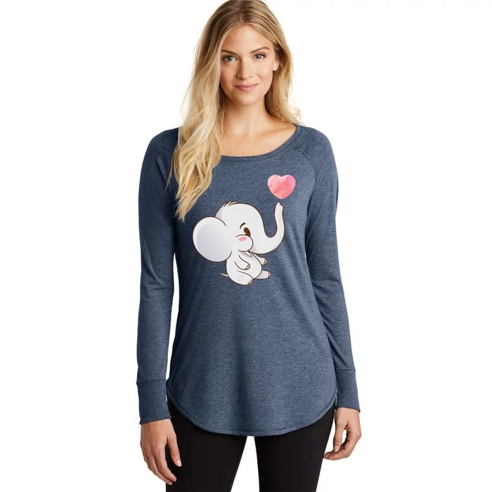 Baby Cute Elephant Women's Perfect Tri Tunic Long Sleeve Shirt