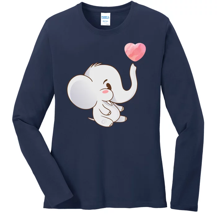 Baby Cute Elephant Ladies Long Sleeve Shirt