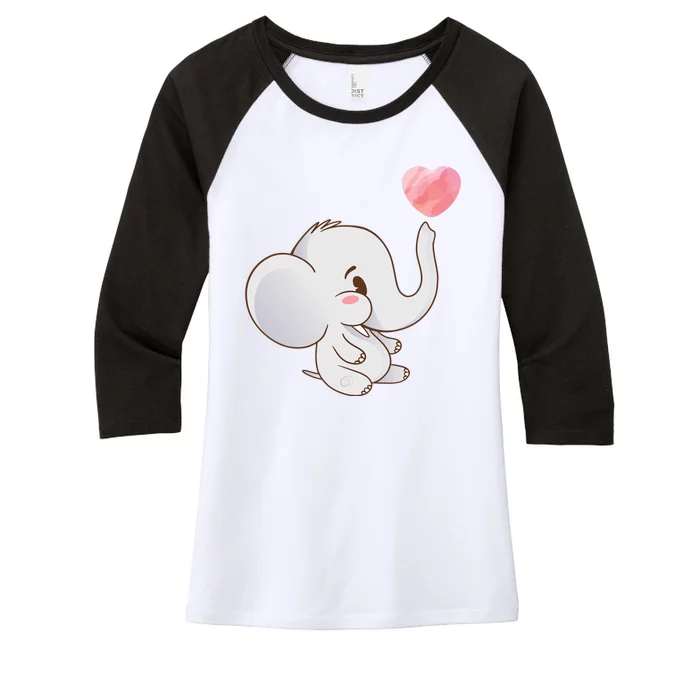 Baby Cute Elephant Women's Tri-Blend 3/4-Sleeve Raglan Shirt