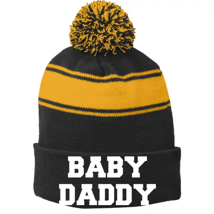 Baby Daddy New Father Stripe Pom Pom Beanie