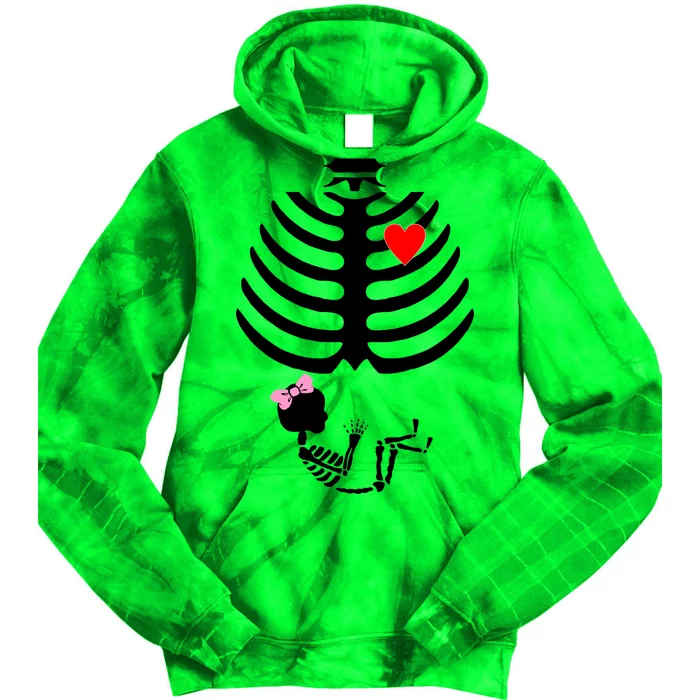 Baby Girl Skeleton Pregnancy Love Halloween Tie Dye Hoodie