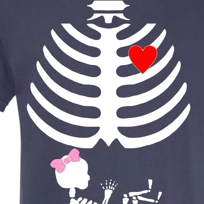 Baby Girl Skeleton Pregnancy Love Halloween Garment-Dyed Heavyweight T-Shirt