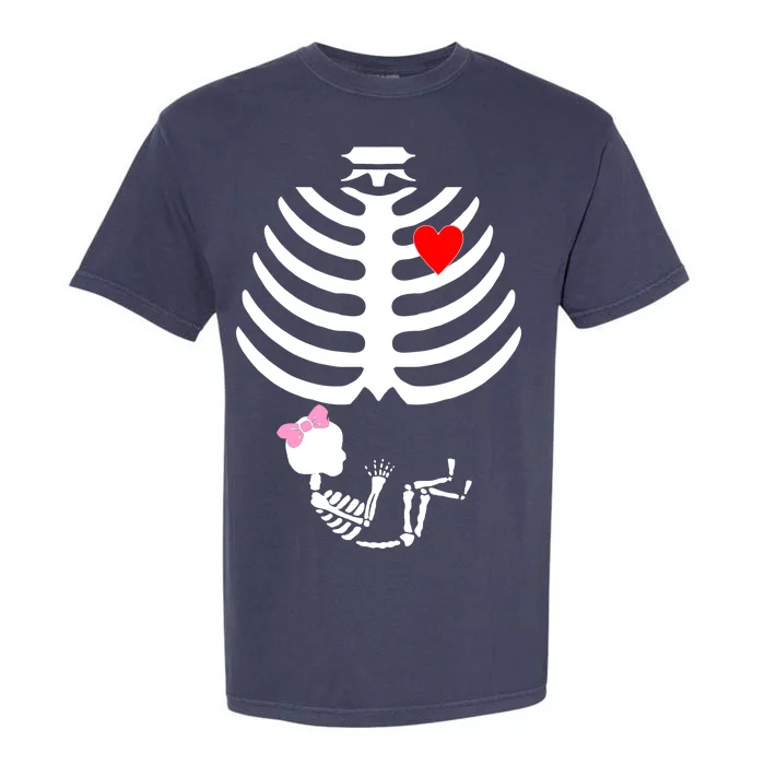 Baby Girl Skeleton Pregnancy Love Halloween Garment-Dyed Heavyweight T-Shirt