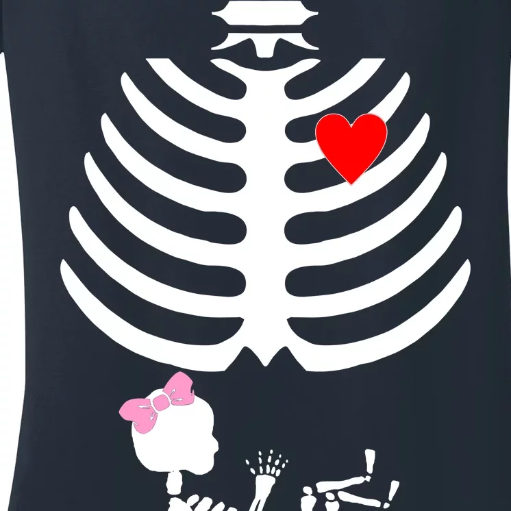 Baby Girl Skeleton Pregnancy Love Halloween Women's V-Neck T-Shirt