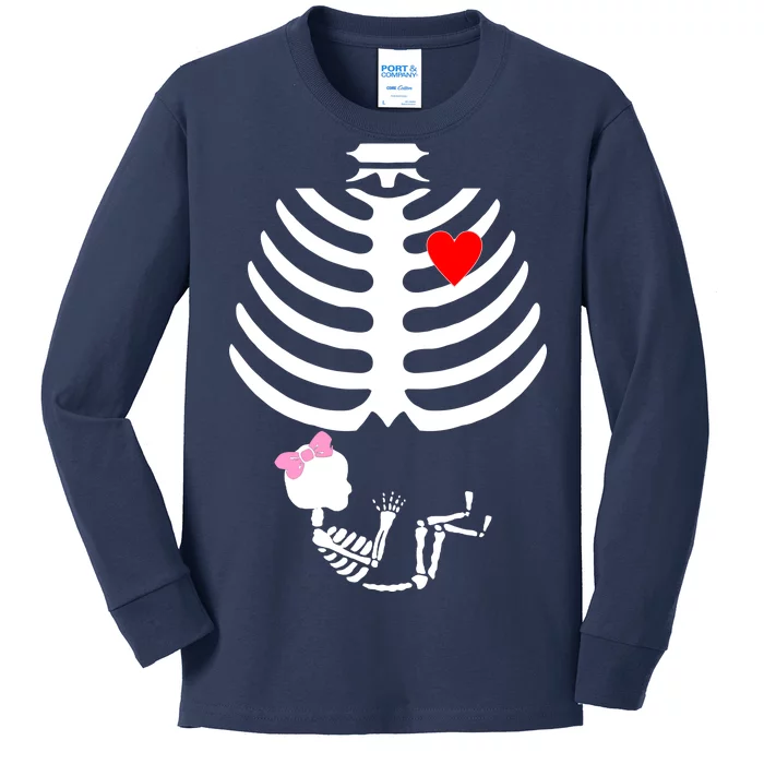 Baby Girl Skeleton Pregnancy Love Halloween Kids Long Sleeve Shirt