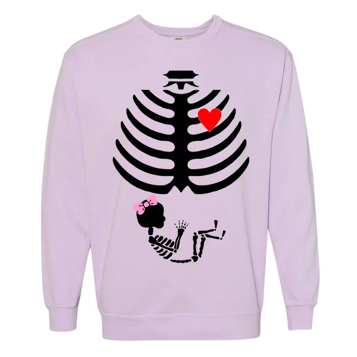 Baby Girl Skeleton Pregnancy Love Halloween Garment-Dyed Sweatshirt