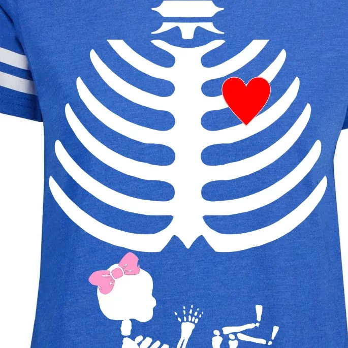 Baby Girl Skeleton Pregnancy Love Halloween Enza Ladies Jersey Football T-Shirt