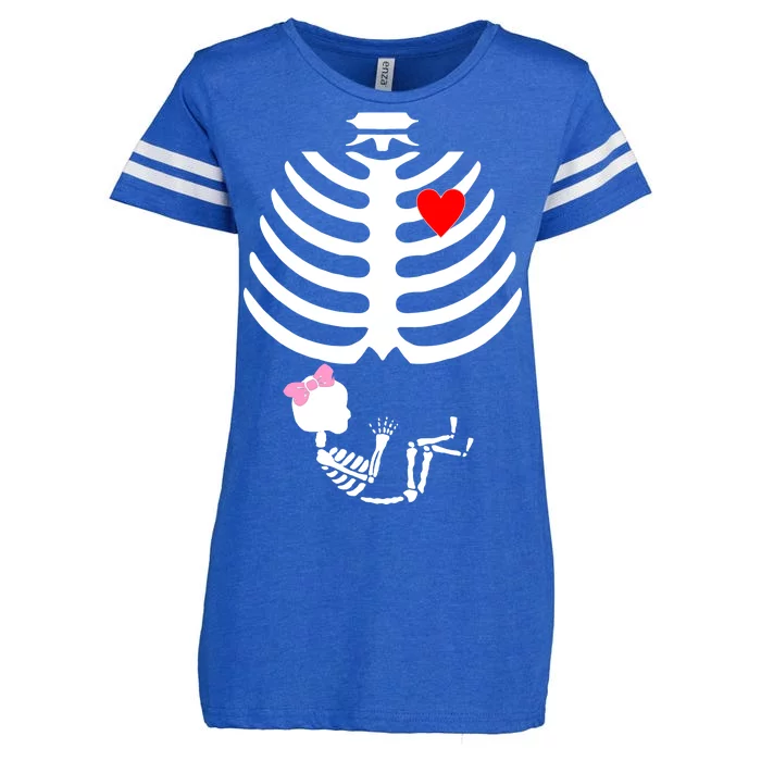 Baby Girl Skeleton Pregnancy Love Halloween Enza Ladies Jersey Football T-Shirt