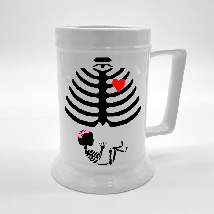 Baby Girl Skeleton Pregnancy Love Halloween Front & Back Beer Stein