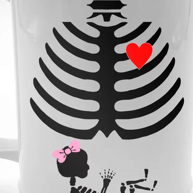 Baby Girl Skeleton Pregnancy Love Halloween Front & Back Beer Stein