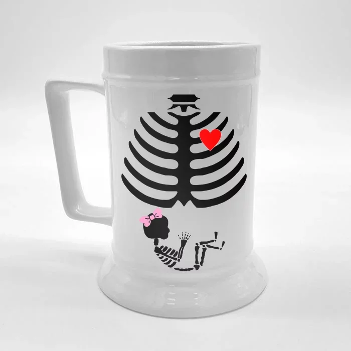 Baby Girl Skeleton Pregnancy Love Halloween Front & Back Beer Stein