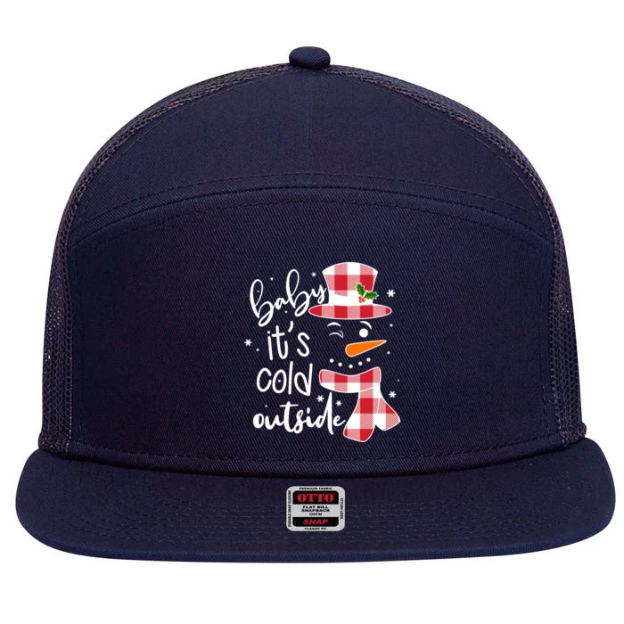 Baby It's Cold Outside Snowman 7 Panel Mesh Trucker Snapback Hat