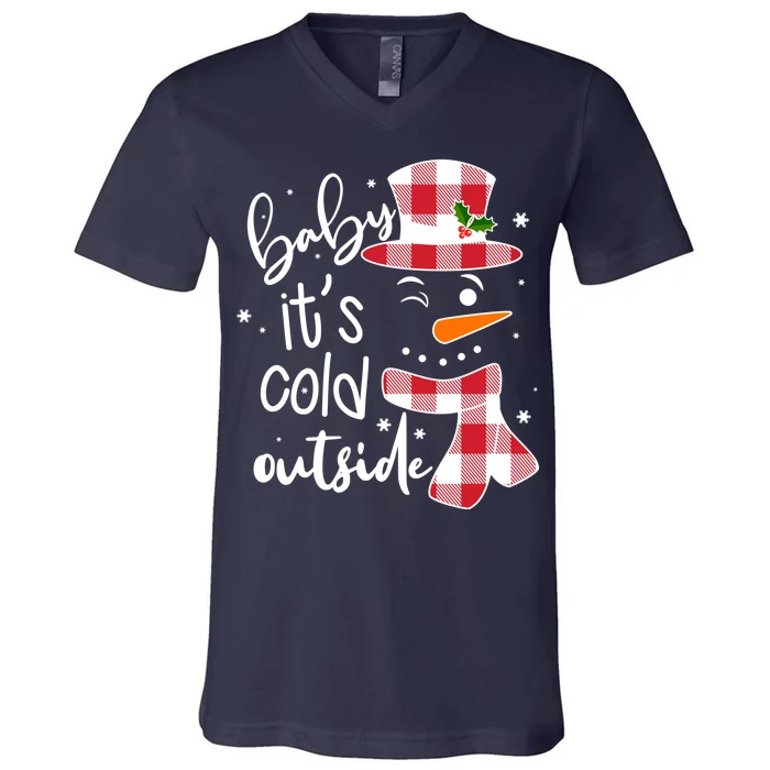 Baby It's Cold Outside Snowman V-Neck T-Shirt