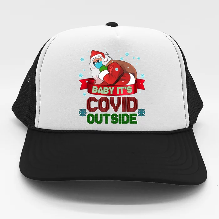 Baby It's Covid Outside Funny Christmas Trucker Hat