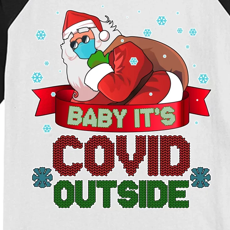 Baby It's Covid Outside Funny Christmas Kids Colorblock Raglan Jersey