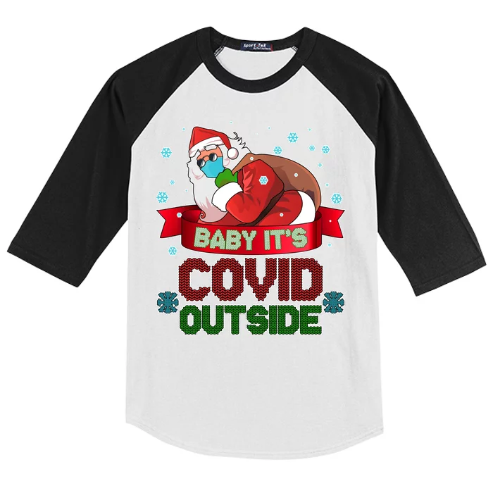 Baby It's Covid Outside Funny Christmas Kids Colorblock Raglan Jersey