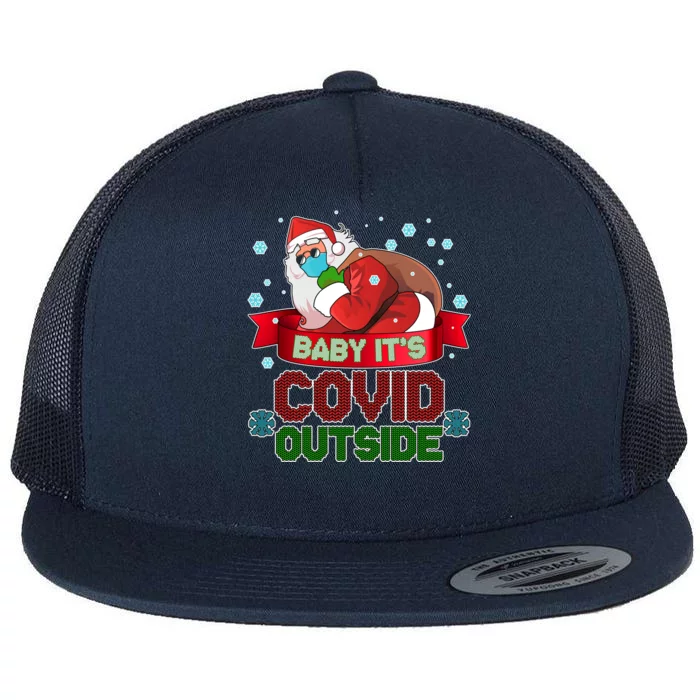 Baby It's Covid Outside Funny Christmas Flat Bill Trucker Hat