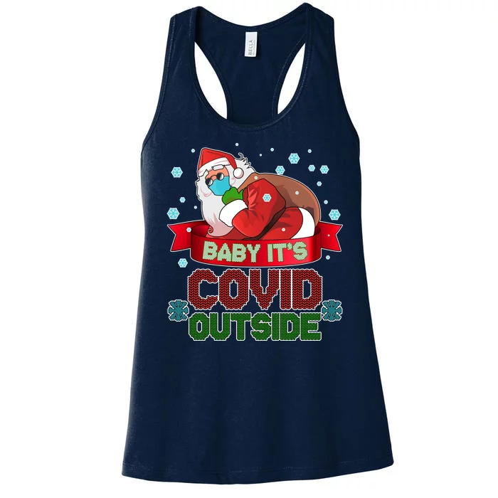 Baby It's Covid Outside Funny Christmas Women's Racerback Tank