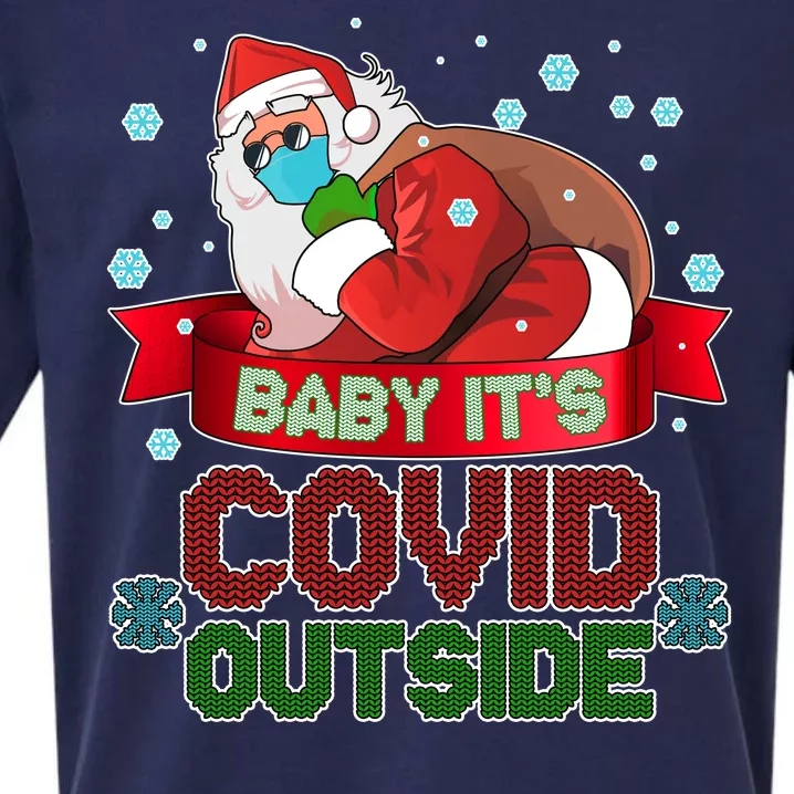 Baby It's Covid Outside Funny Christmas Sueded Cloud Jersey T-Shirt