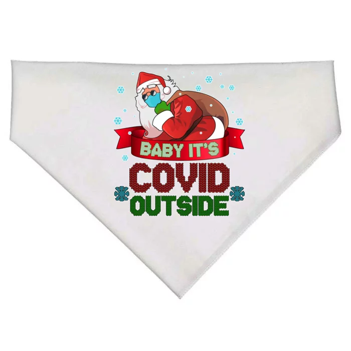 Baby It's Covid Outside Funny Christmas USA-Made Doggie Bandana