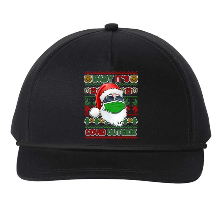 Baby It's Covid Outside Santa Ugly Christmas Sweater Snapback Five-Panel Rope Hat