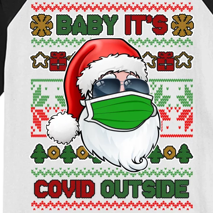 Baby It's Covid Outside Santa Ugly Christmas Sweater Kids Colorblock Raglan Jersey