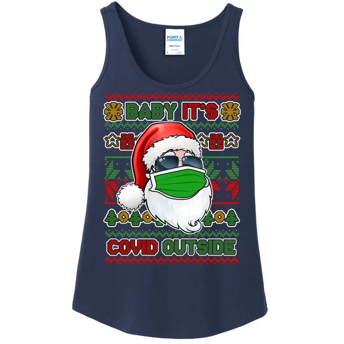 Baby It's Covid Outside Santa Ugly Christmas Sweater Ladies Essential Tank