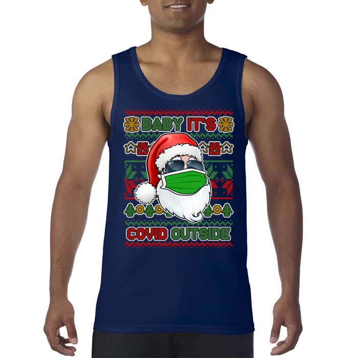 Baby It's Covid Outside Santa Ugly Christmas Sweater Tank Top