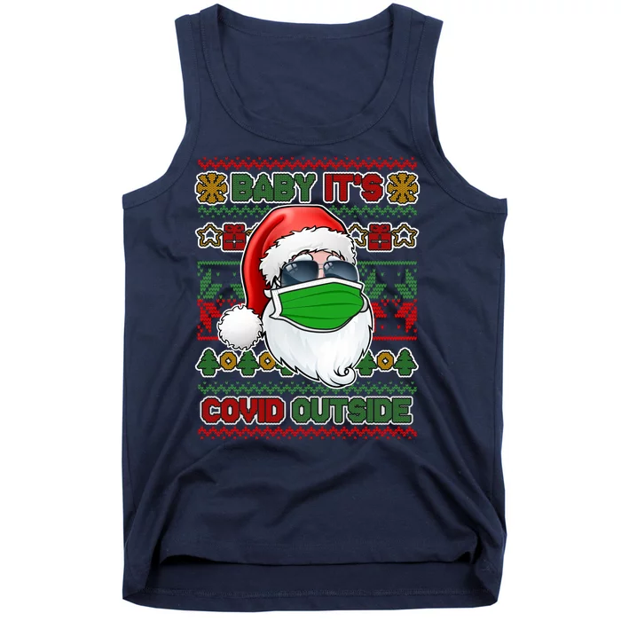 Baby It's Covid Outside Santa Ugly Christmas Sweater Tank Top