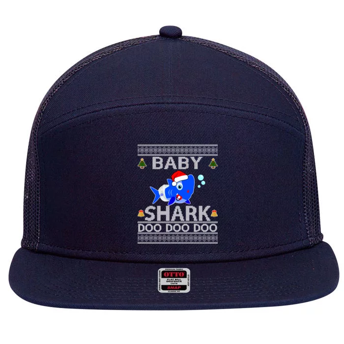 Baby Shark Doo Doo Cute Ugly Christmas 7 Panel Mesh Trucker Snapback Hat