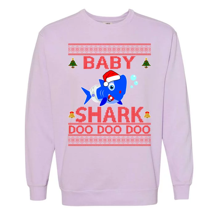 Baby Shark Doo Doo Cute Ugly Christmas Garment-Dyed Sweatshirt